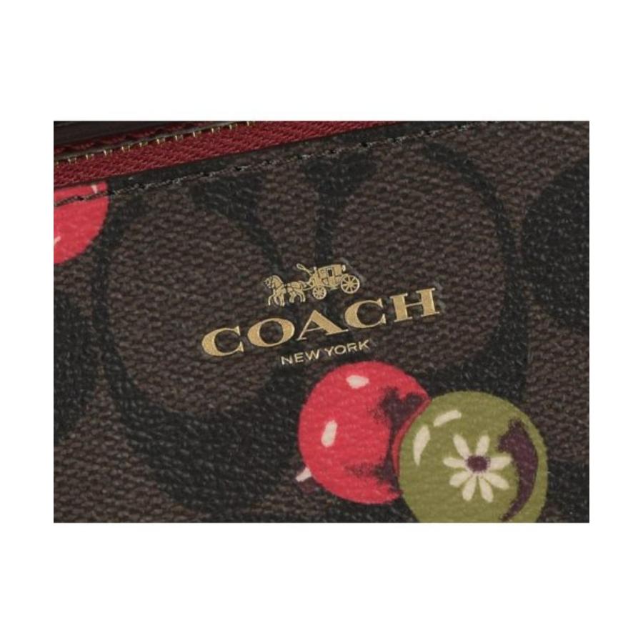 NEW Coach Brown Corner Zip Wristlet Signature Canvas Clutch Bag For Sale 5