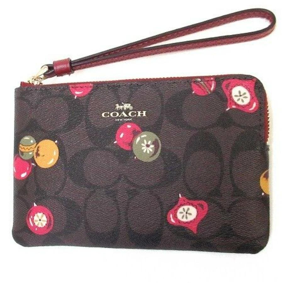 coach wristlet red and brown