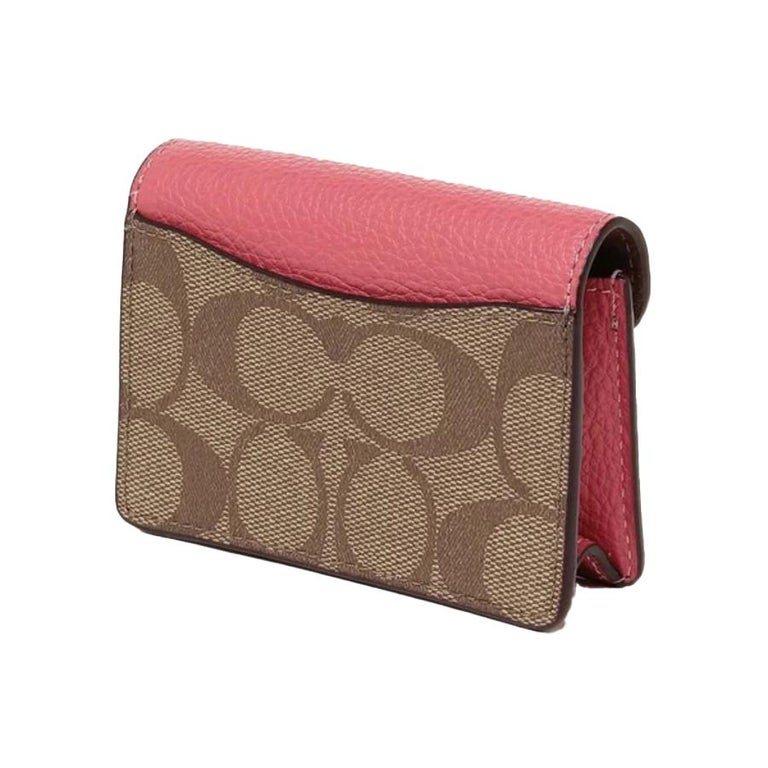 NEW Coach Brown Tammie Card Case Monogram Signature Canvas Wallet For ...