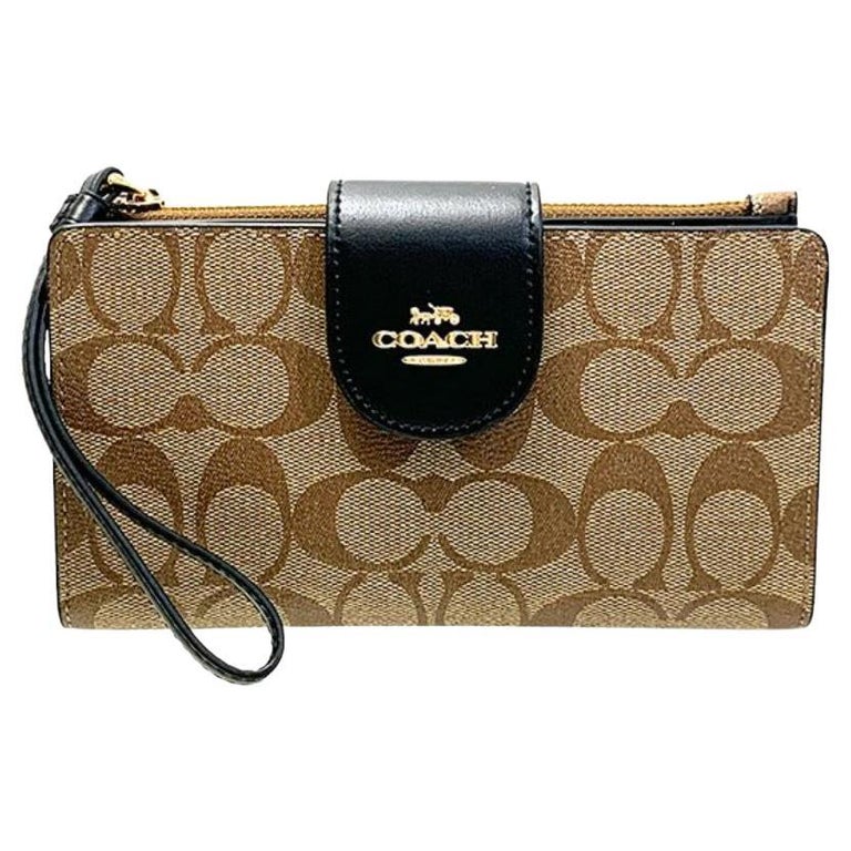 NEW Coach Brown Tech Phone Wallet Monogram Signature Canvas Wallet Clutch  Bag For Sale at 1stDibs