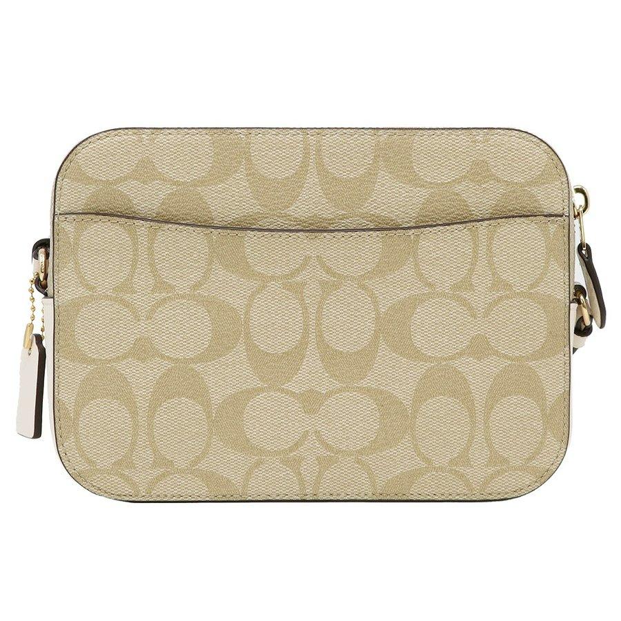 Beige NEW Coach Brown White Mini Camera Bag Monogram Signature Canvas Crossbody Bag For Sale