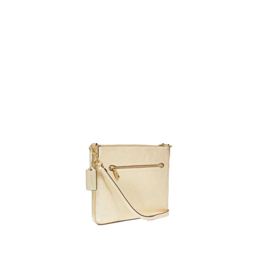 Women's NEW Coach Gold Polly Metallic Leather Crossbody Bag For Sale