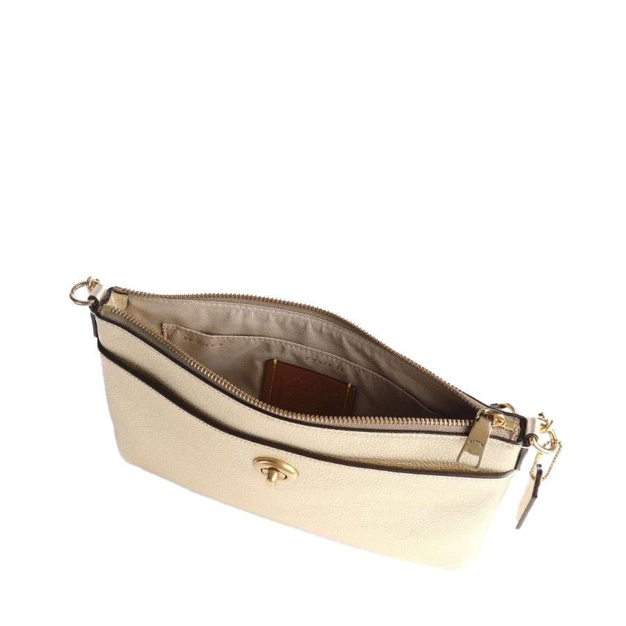 NEW Coach Gold Polly Metallic Leather Crossbody Bag For Sale 1