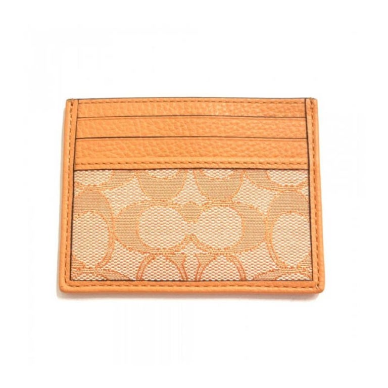 NEW Coach Orange Slim ID Signature Jacquard Leather Card Case Wallet For Sale at 1stDibs