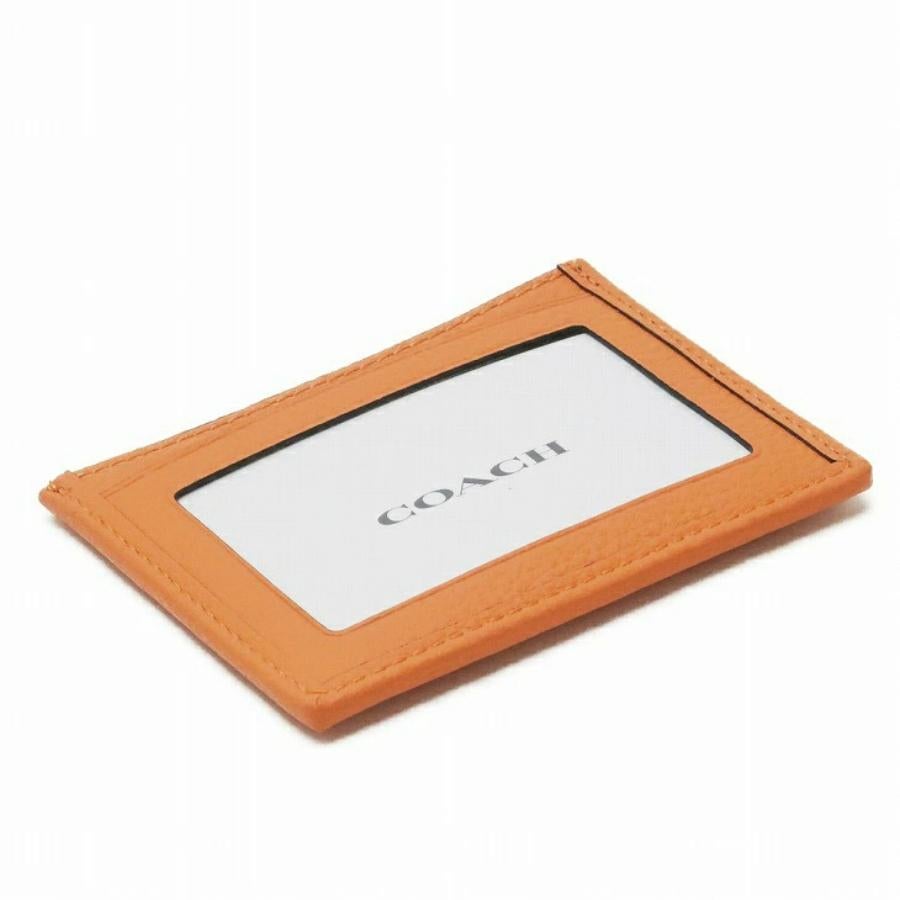 NEW Coach Orange Slim ID Signature Jacquard Leather Card Case Wallet For Sale 3