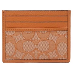 NEW Coach Orange Slim ID Signature Jacquard Leather Card Case Wallet