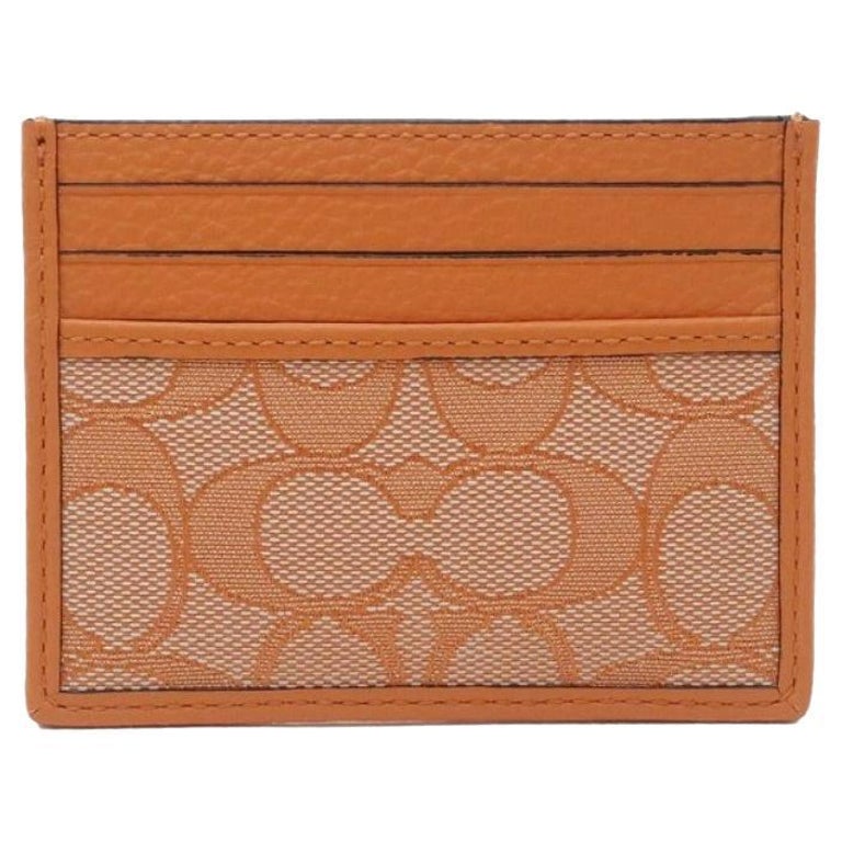 NEW Coach Orange Slim ID Signature Jacquard Leather Card Case Wallet For Sale at 1stDibs