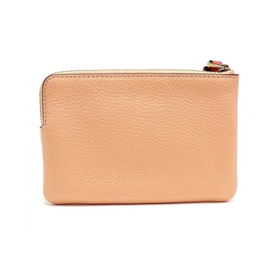 Orange NEW Coach Pink Corner Zip Leather Wristlet Clutch Bag For Sale