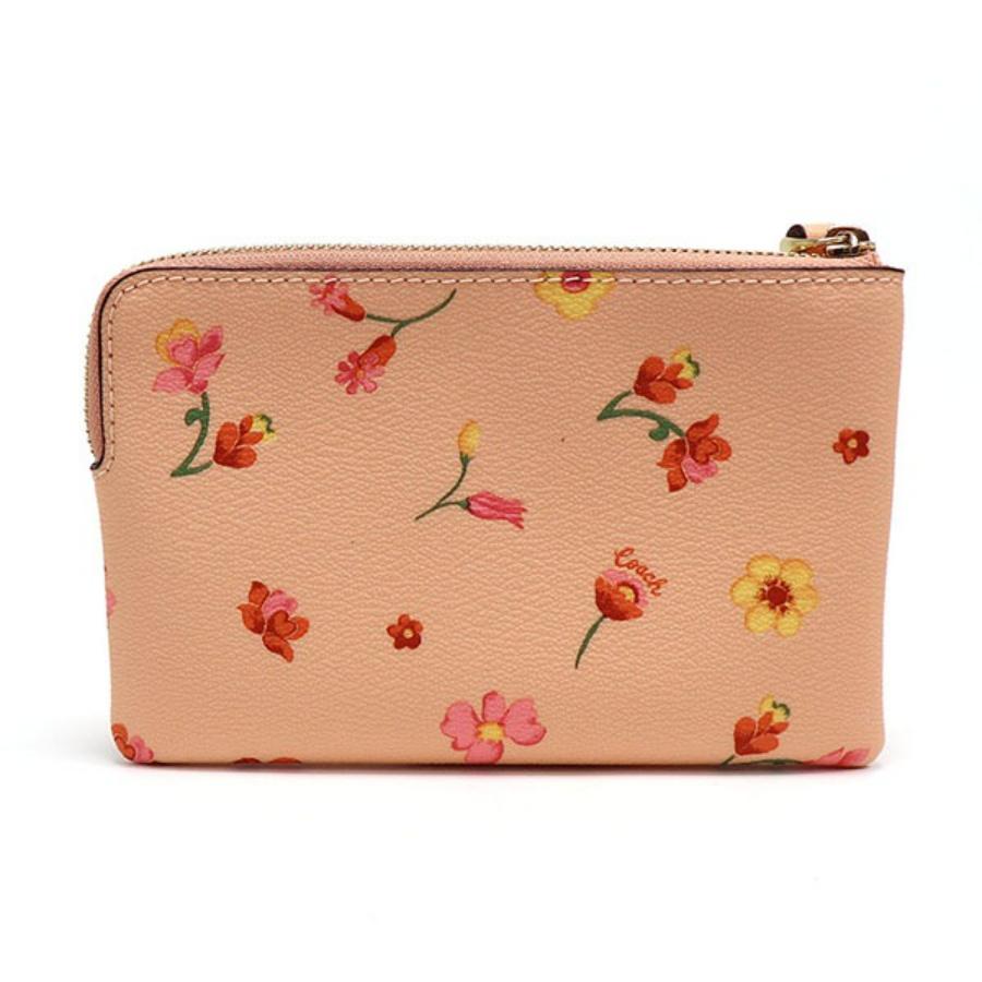 NEW Coach Pink Corner Zip Mystical Floral Print Canvas Wristlet Clutch Bag For Sale 1
