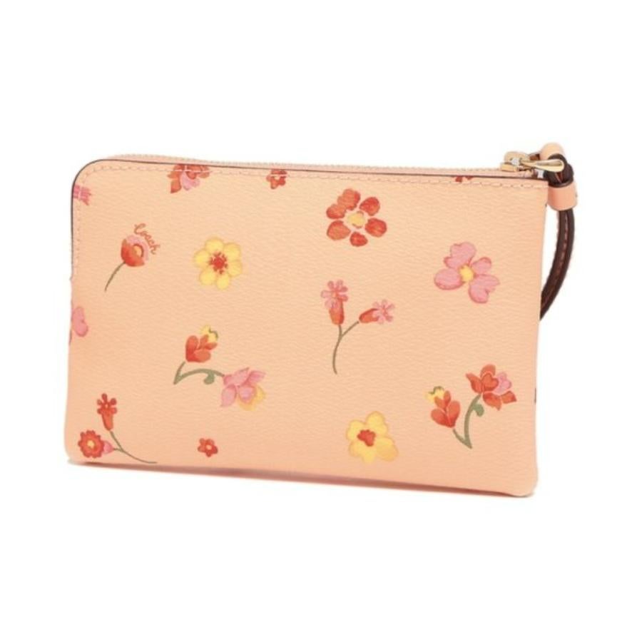 NEW Coach Pink Corner Zip Mystical Floral Print Canvas Wristlet Clutch Bag For Sale 2