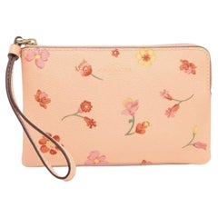NEW Coach Pink Corner Zip Mystical Floral Print Canvas Wristlet Clutch Bag