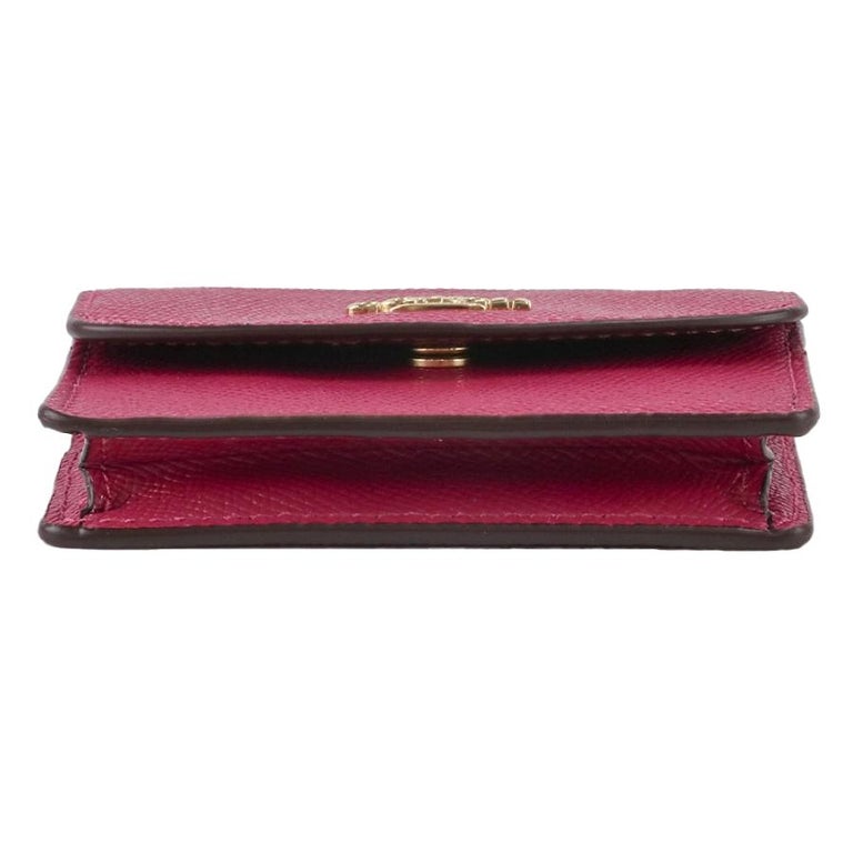 NEW Coach Pink Flap Card Case on Lanyard Leather Crossbody Bag For Sale