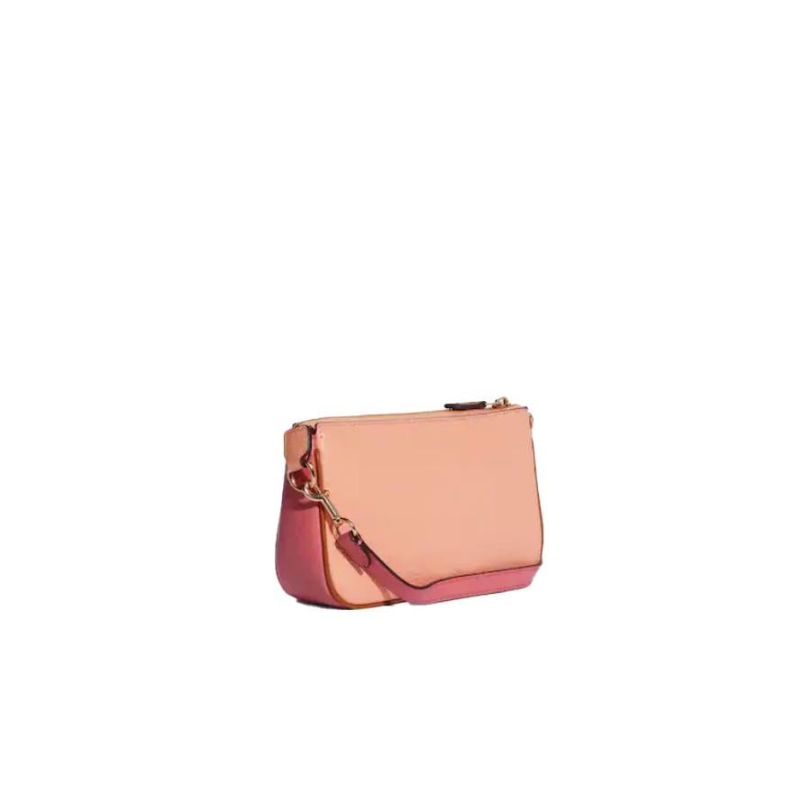 Orange NEW Coach Pink Nolita 19 Colorblock Leather Pouch Clutch Purse Bag For Sale