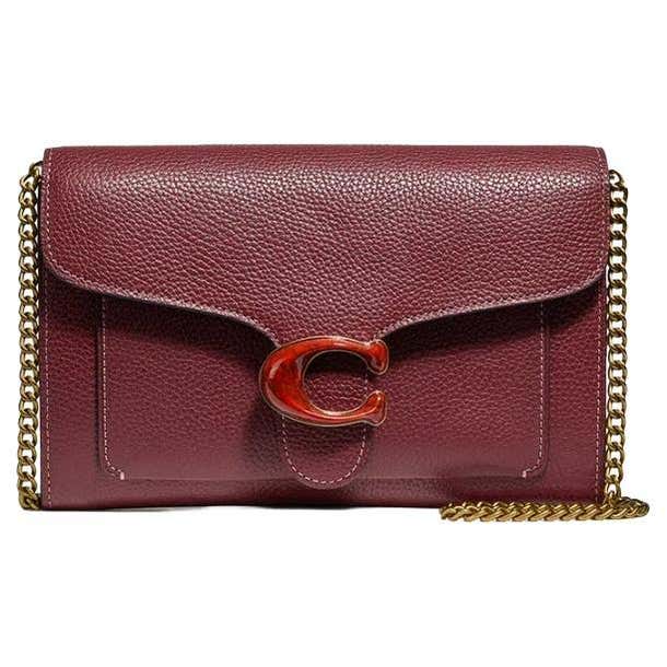 NEW Coach Red Tabby Chain Leather Clutch Crossbody Bag For Sale at ...