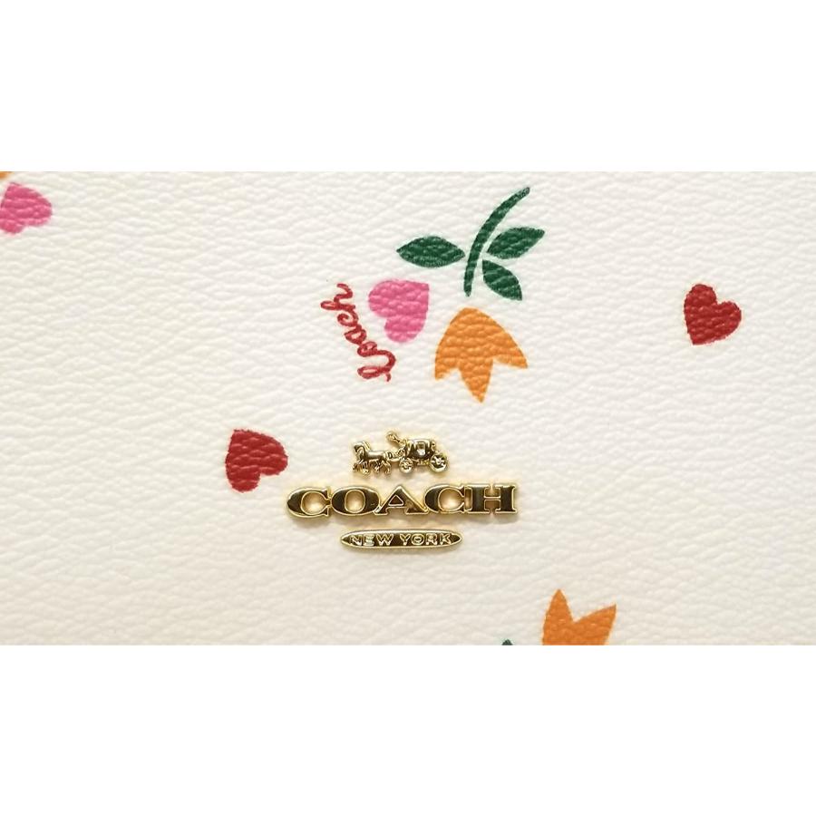 NEW Coach White Anna Foldover Heart Petal Canvas Clutch Crossbody Bag For Sale 2