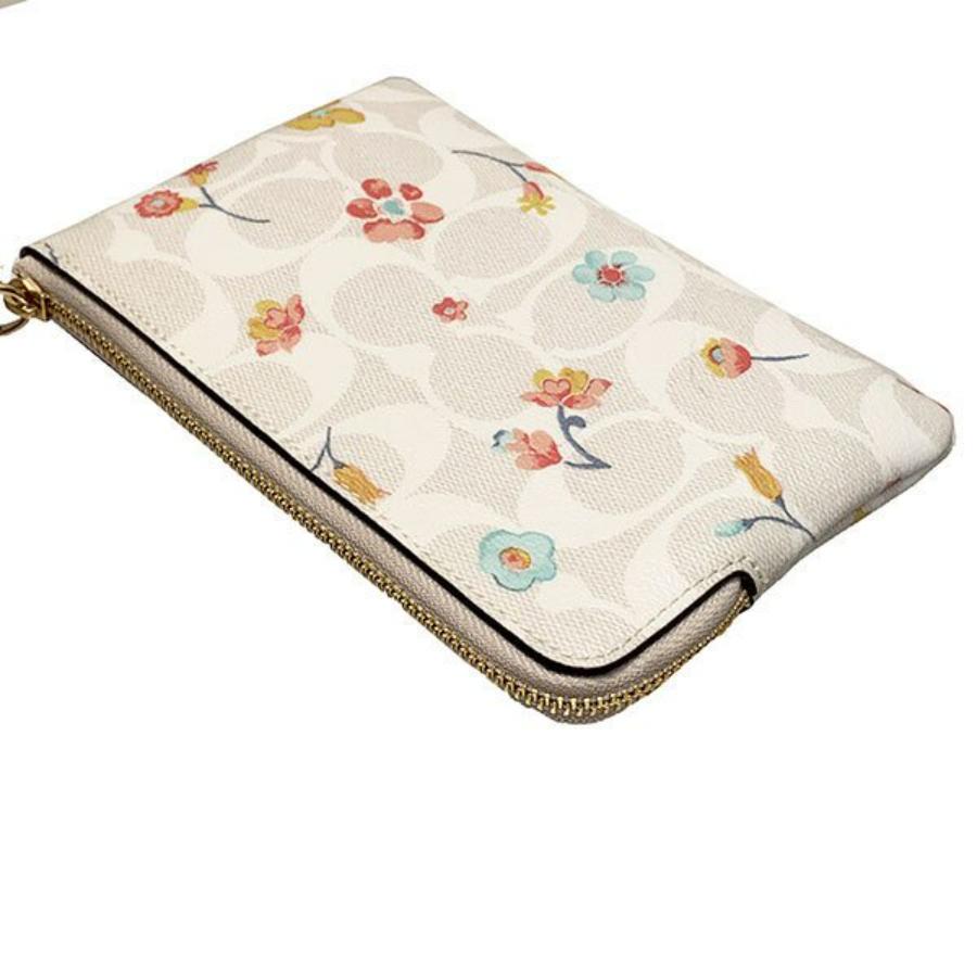NEW Coach White Corner Zip Mystical Floral Signature Canvas Wristlet Clutch Bag For Sale 9