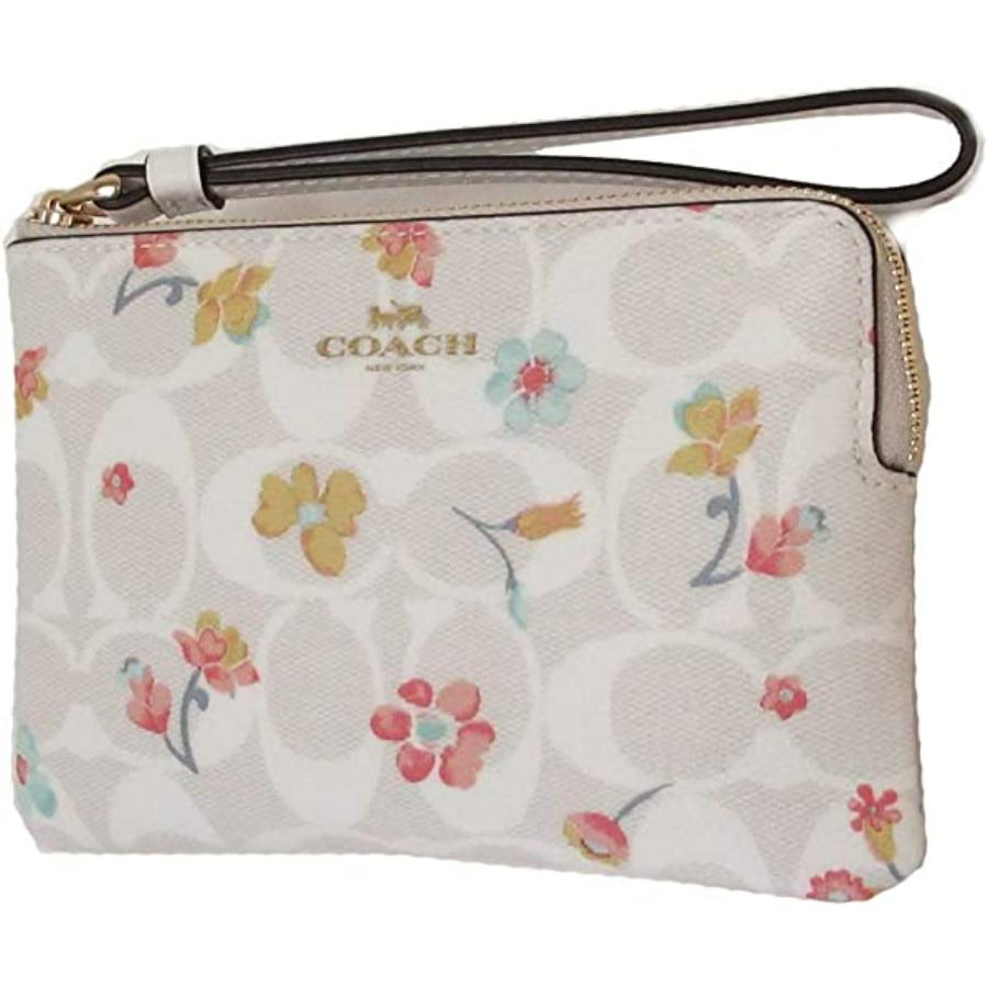 NEW Coach White Corner Zip Mystical Floral Signature Canvas Wristlet Clutch Bag For Sale 1