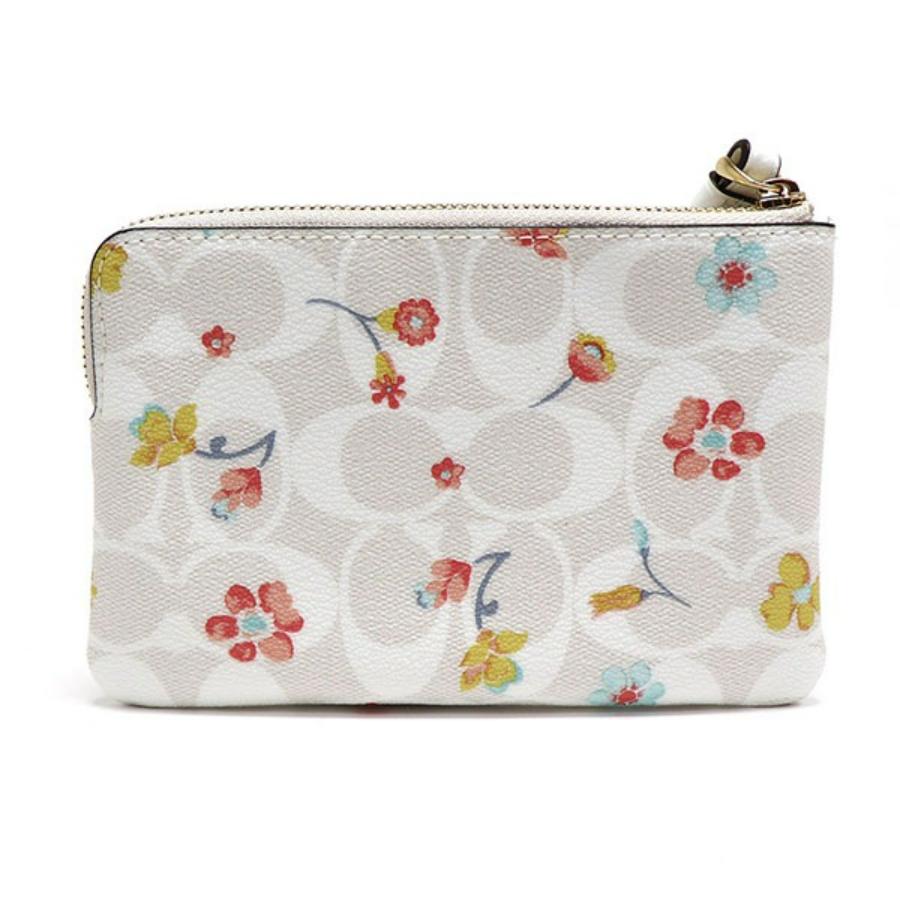 NEW Coach White Corner Zip Mystical Floral Signature Canvas Wristlet Clutch Bag For Sale 3