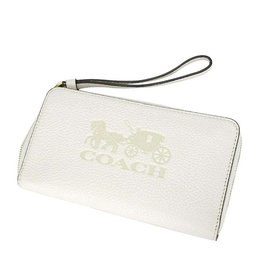 NEW Coach White Jes Large Leather Phone Wallet Clutch Bag For Sale 2