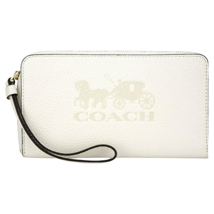 NEW Coach White Jes Large Leather Phone Wallet Clutch Bag For Sale