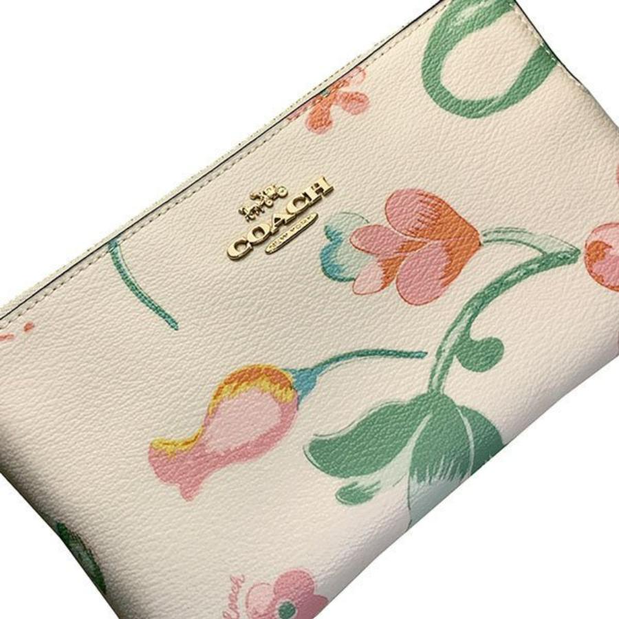 NEW Coach White Large Corner Zip Dreamy Land Floral Canvas Wristlet Clutch Bag For Sale 1