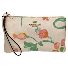 NOUVEAU Coach White Large Corner Zip Dreamy Land Floral Canvas Wristlet Clutch Bag