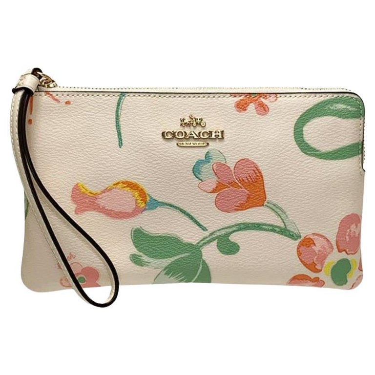 NEW Coach White Large Corner Zip Dreamy Land Floral Canvas Wristlet Clutch  Bag For Sale at 1stDibs