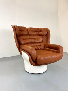 NOUVEAU fauteuil Elda couleur cognac de Joe Colombo pour Longhi, Italie