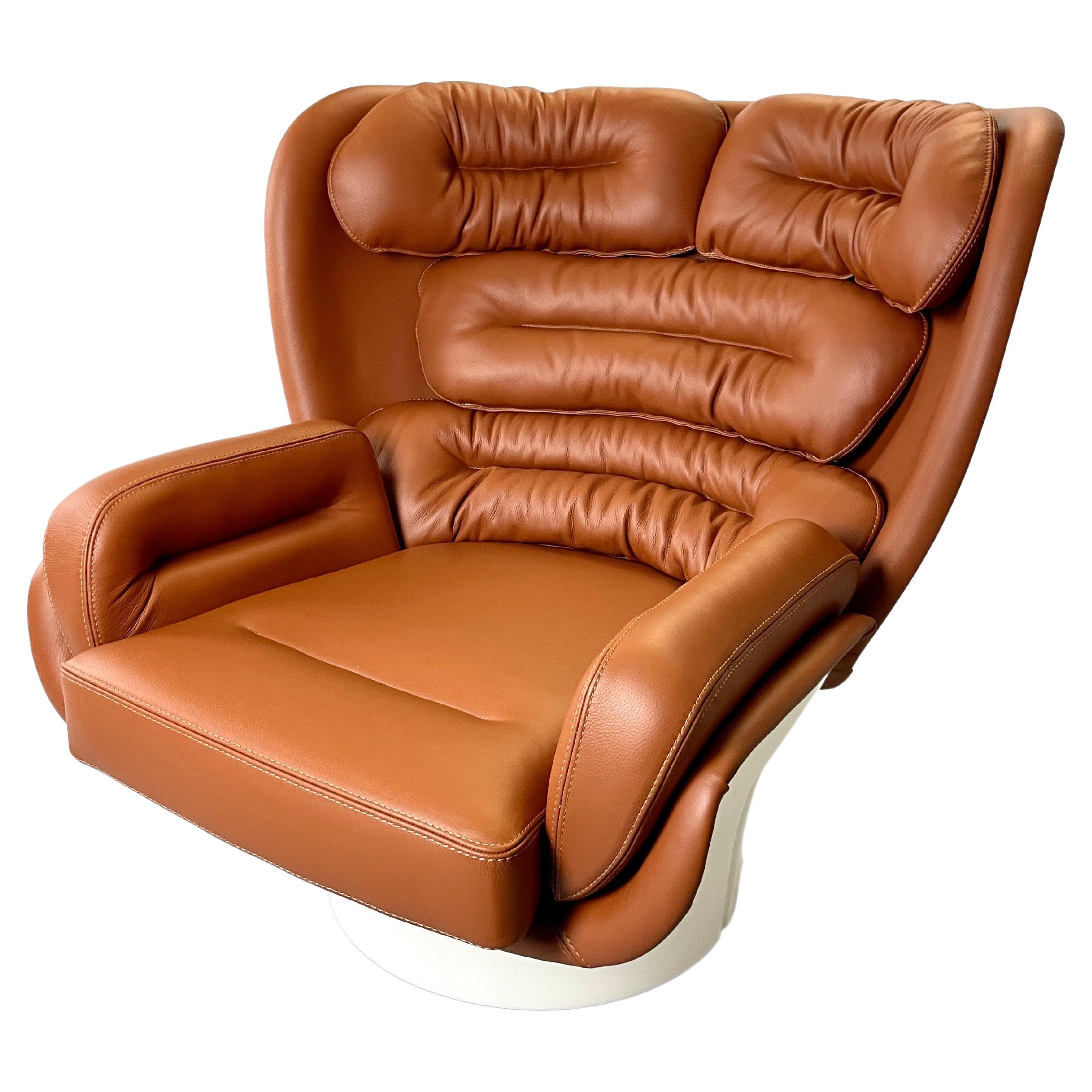 NEW Cognac Elda Chair by Joe Colombo for Longhi, Italy For Sale