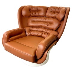 Cognacfarbener Elda-Stuhl von Joe Colombo für Longhi, Italien