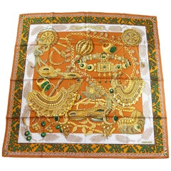 New Collection Hermès Zenobi By Annie Faivre Scarf Silk Twill 90 cm  / Like New