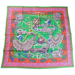 New Collection Hermès Zenobi By Annie Faivre Scarf Silk Twill 90 cm / Like New