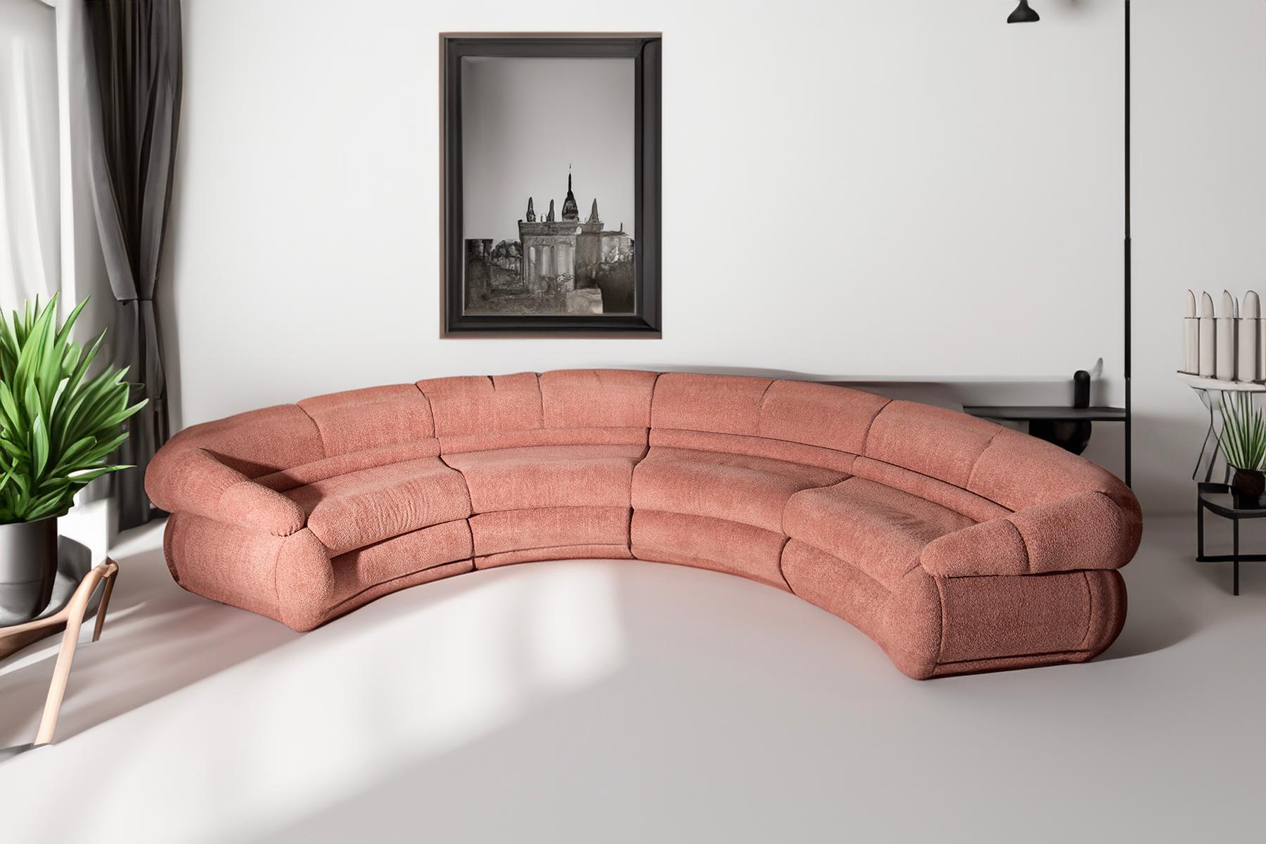 Post-Modern New Collection: ORBITA Pink Semicircular Sofa, Fuori Salone 2024 For Sale