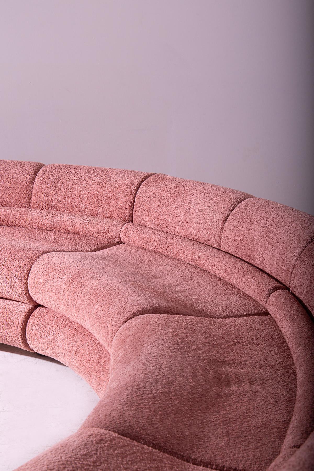 Contemporary New Collection: ORBITA Pink Semicircular Sofa, Fuori Salone 2024 For Sale