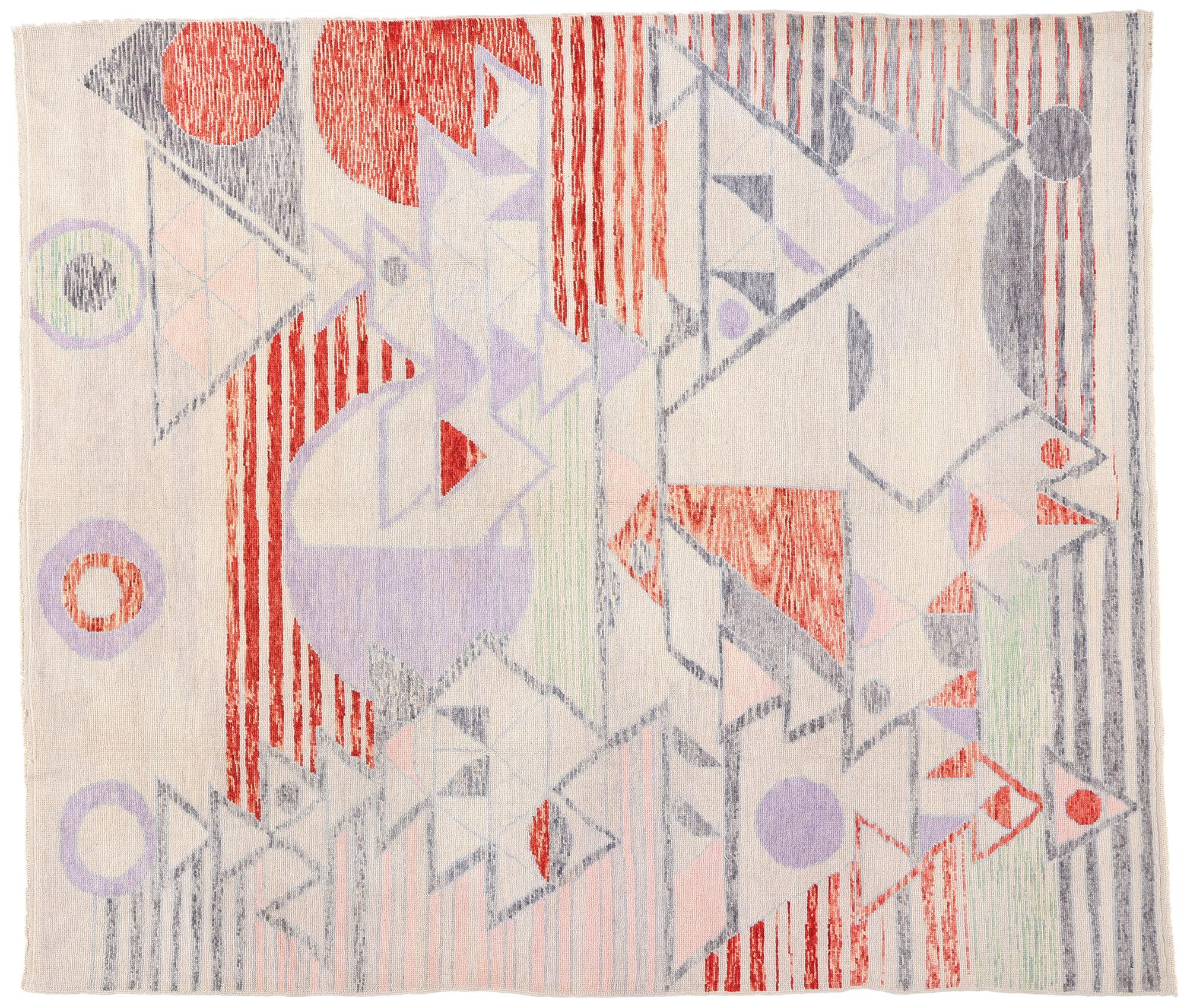 New Colorful Abstract Strata Contemporary Turkish Oushak Carpet, 09'00 x 10'03 For Sale 4