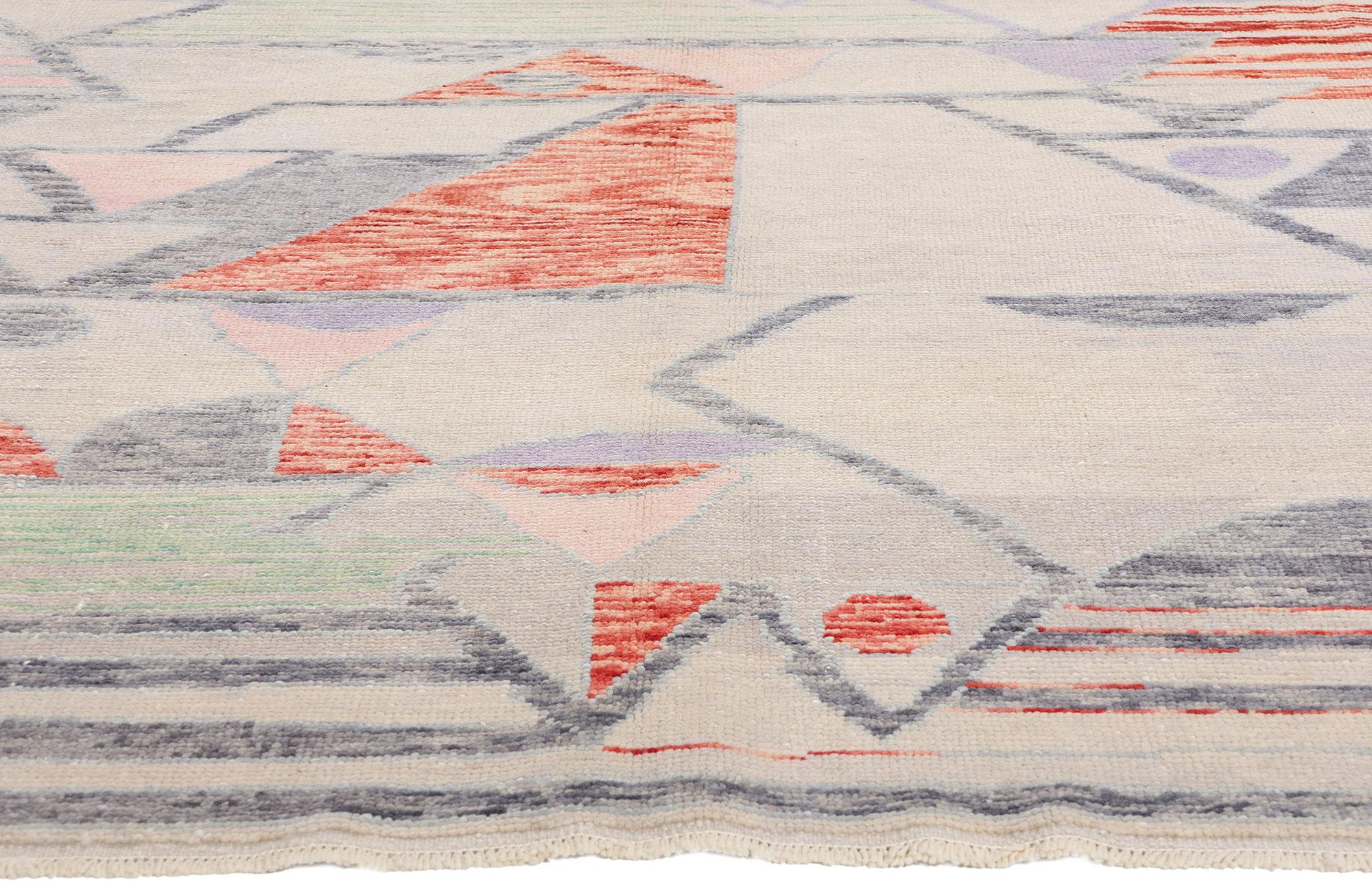Hand-Knotted New Colorful Abstract Strata Contemporary Turkish Oushak Carpet, 09'00 x 10'03 For Sale