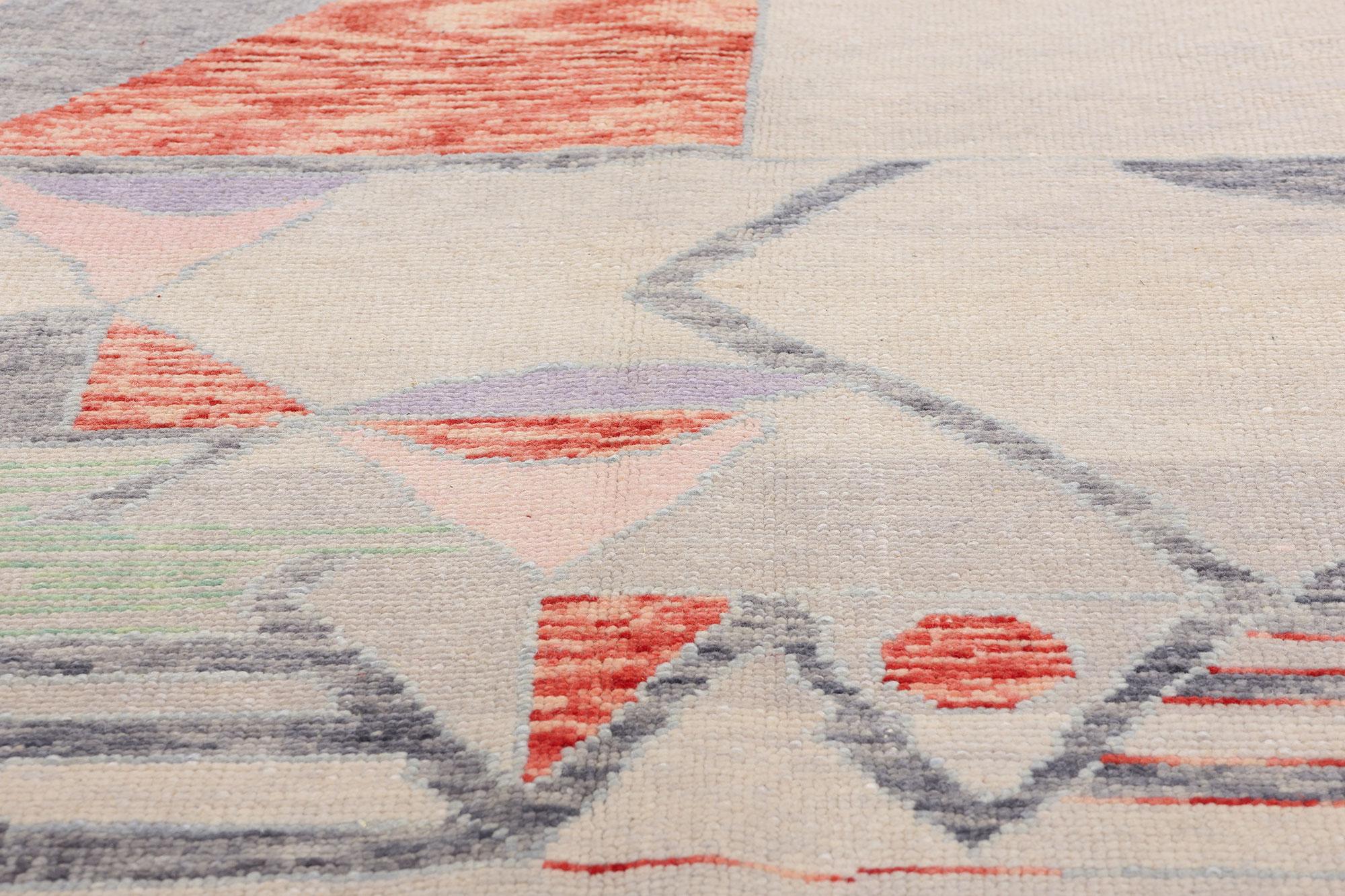 New Colorful Abstract Strata Contemporary Turkish Oushak Carpet, 09'00 x 10'03 In New Condition For Sale In Dallas, TX