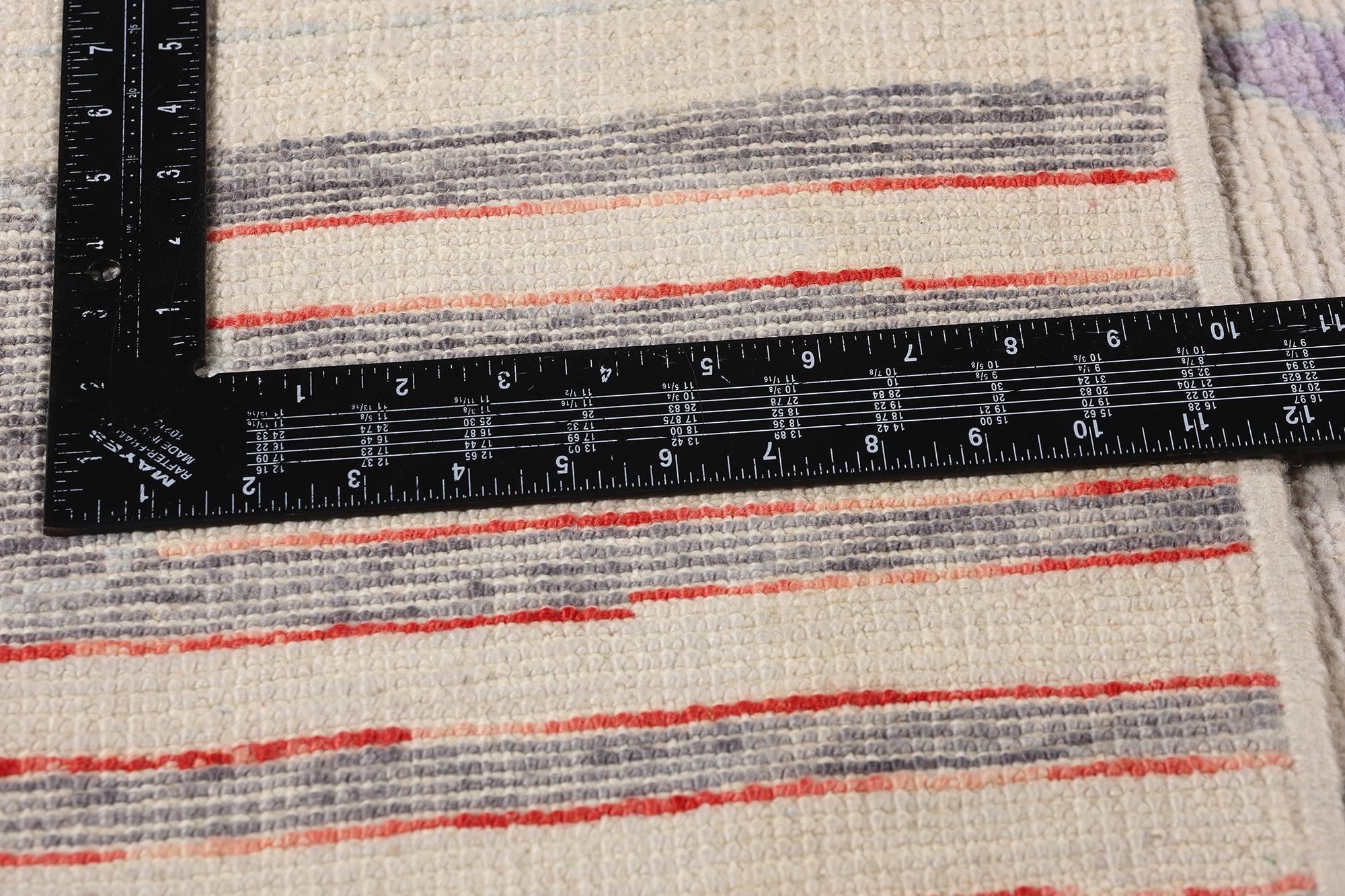 Wool New Colorful Abstract Strata Contemporary Turkish Oushak Carpet, 09'00 x 10'03 For Sale
