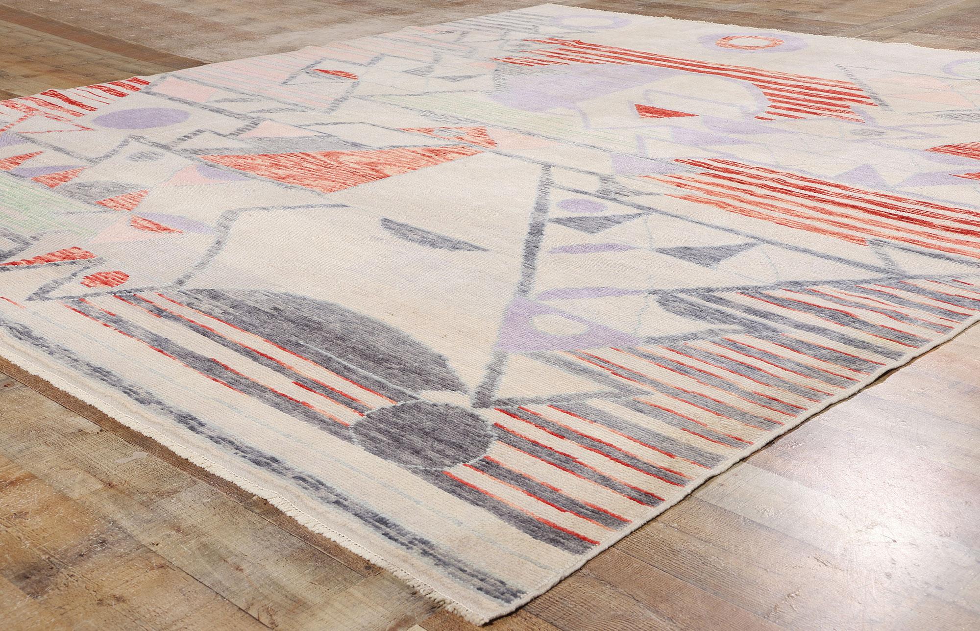 New Colorful Abstract Strata Contemporary Turkish Oushak Carpet, 09'00 x 10'03 For Sale 1