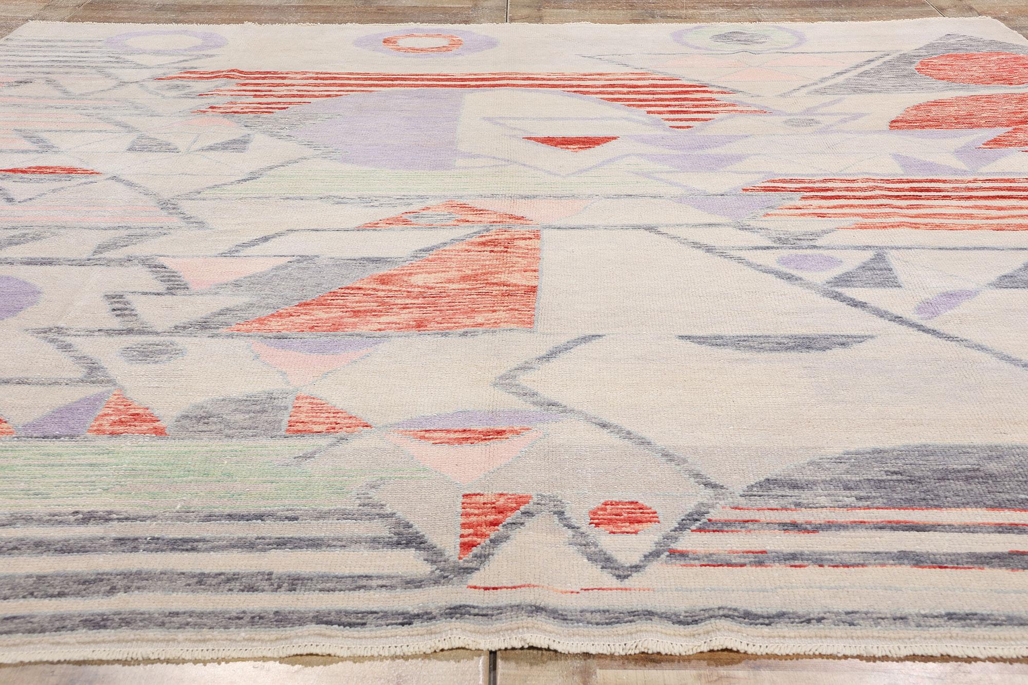 New Colorful Abstract Strata Contemporary Turkish Oushak Carpet, 09'00 x 10'03 For Sale 2