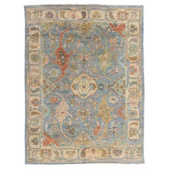 Tappeto Oushak blu colorato, l'eleganza moderna incontra lo stile massimalista