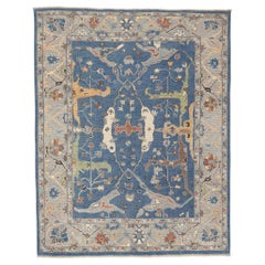 Nouveau tapis bleu coloré d'Oushak de style moderne