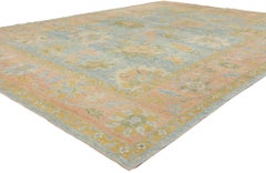 New Colorful Blue Turkish Oushak Rug, 09'00 x 12'07