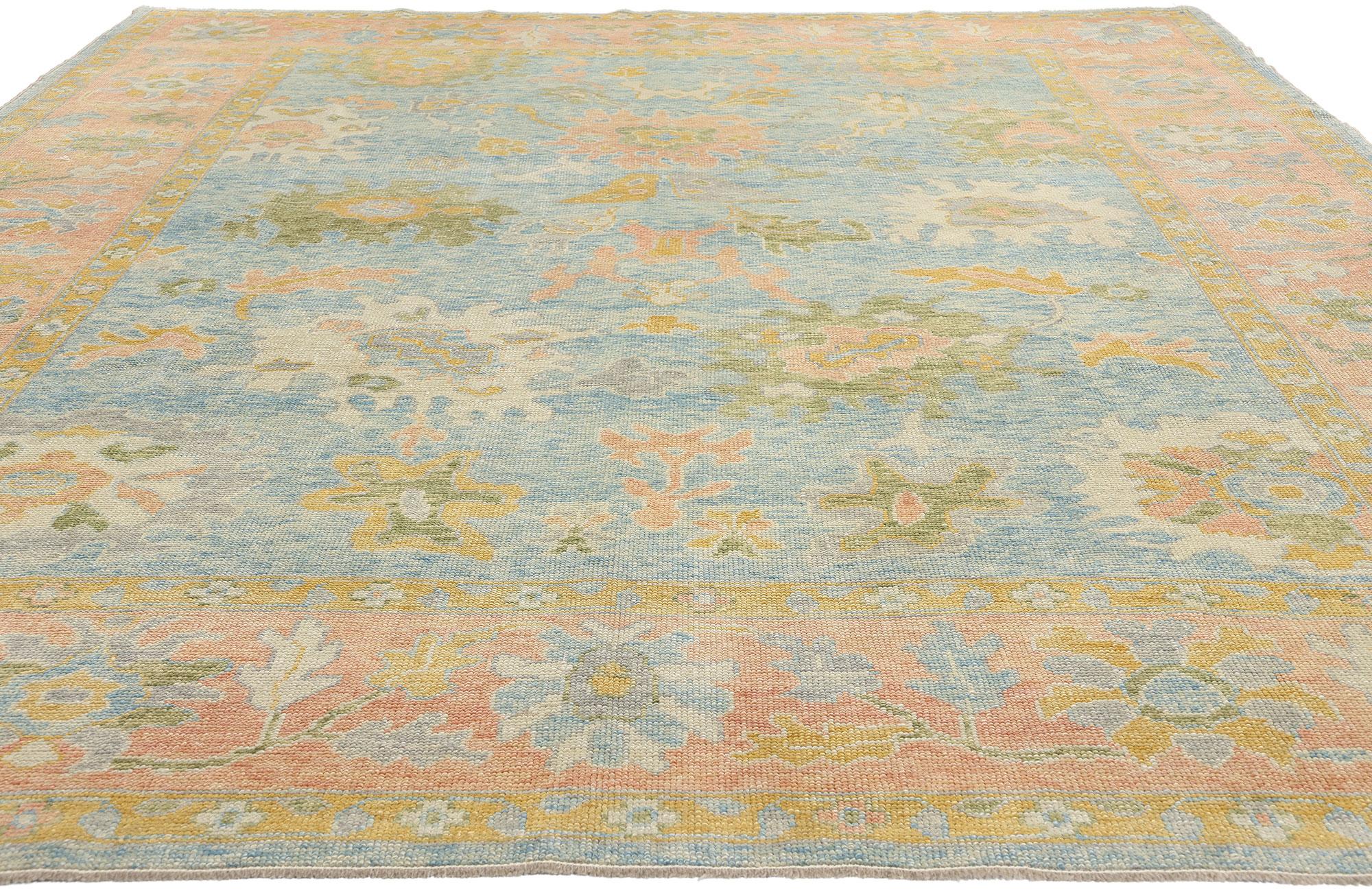 Neuer farbenfroher blauer türkischer Oushak-Teppich, 09'00 x 12'07 (Türkisch) im Angebot