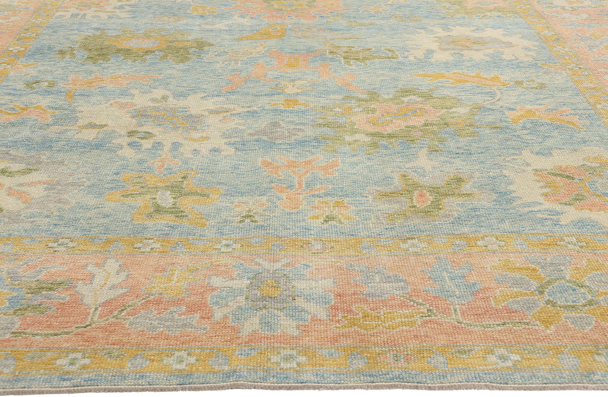 Neuer farbenfroher blauer türkischer Oushak-Teppich, 09'00 x 12'07 (Handgeknüpft) im Angebot