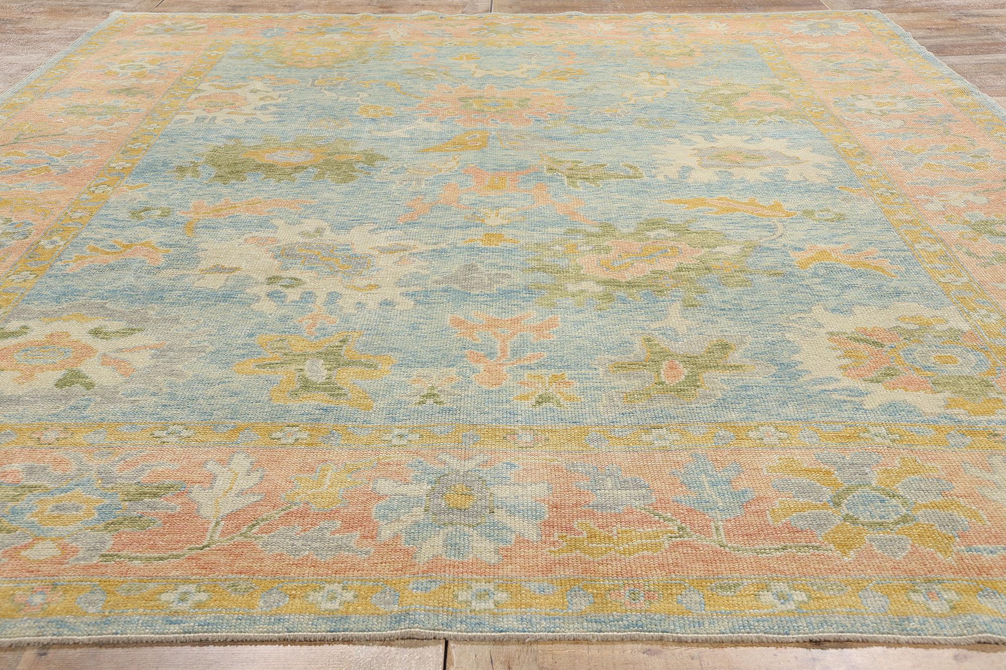 Neuer farbenfroher blauer türkischer Oushak-Teppich, 09'00 x 12'07 im Angebot 1