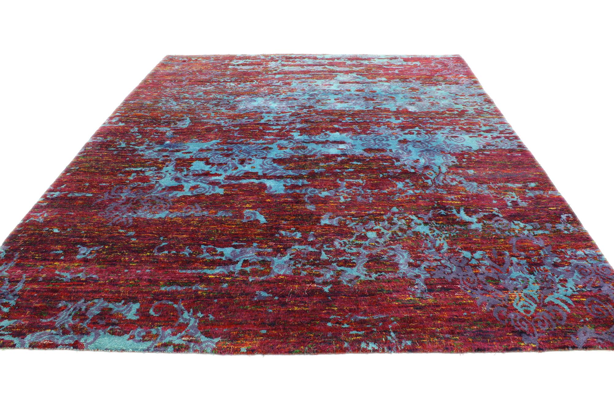 Moderno New Colorful Contemporary Abstract Wool Rug in vendita