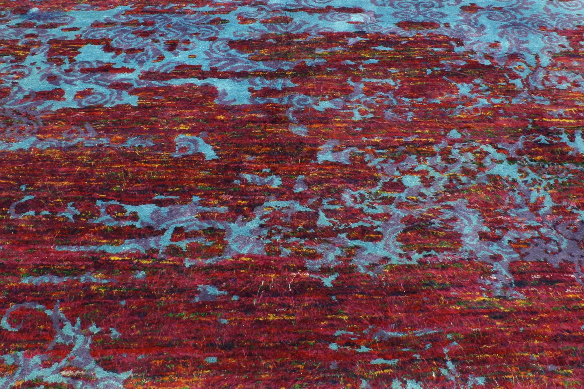 Annodato a mano New Colorful Contemporary Abstract Wool Rug in vendita