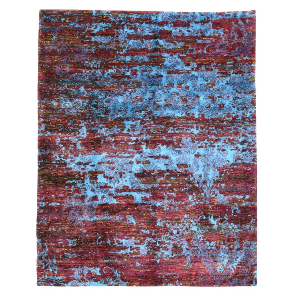 Nueva Alfombra de Lana Abstracta Contemporánea de Colores