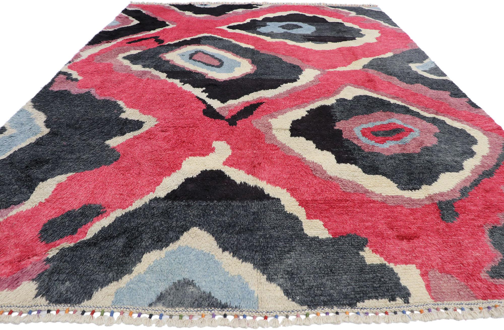 Space Age New Colorful Contemporary Tulu Shag Area Rug Inspired by Sonia Delaunay For Sale